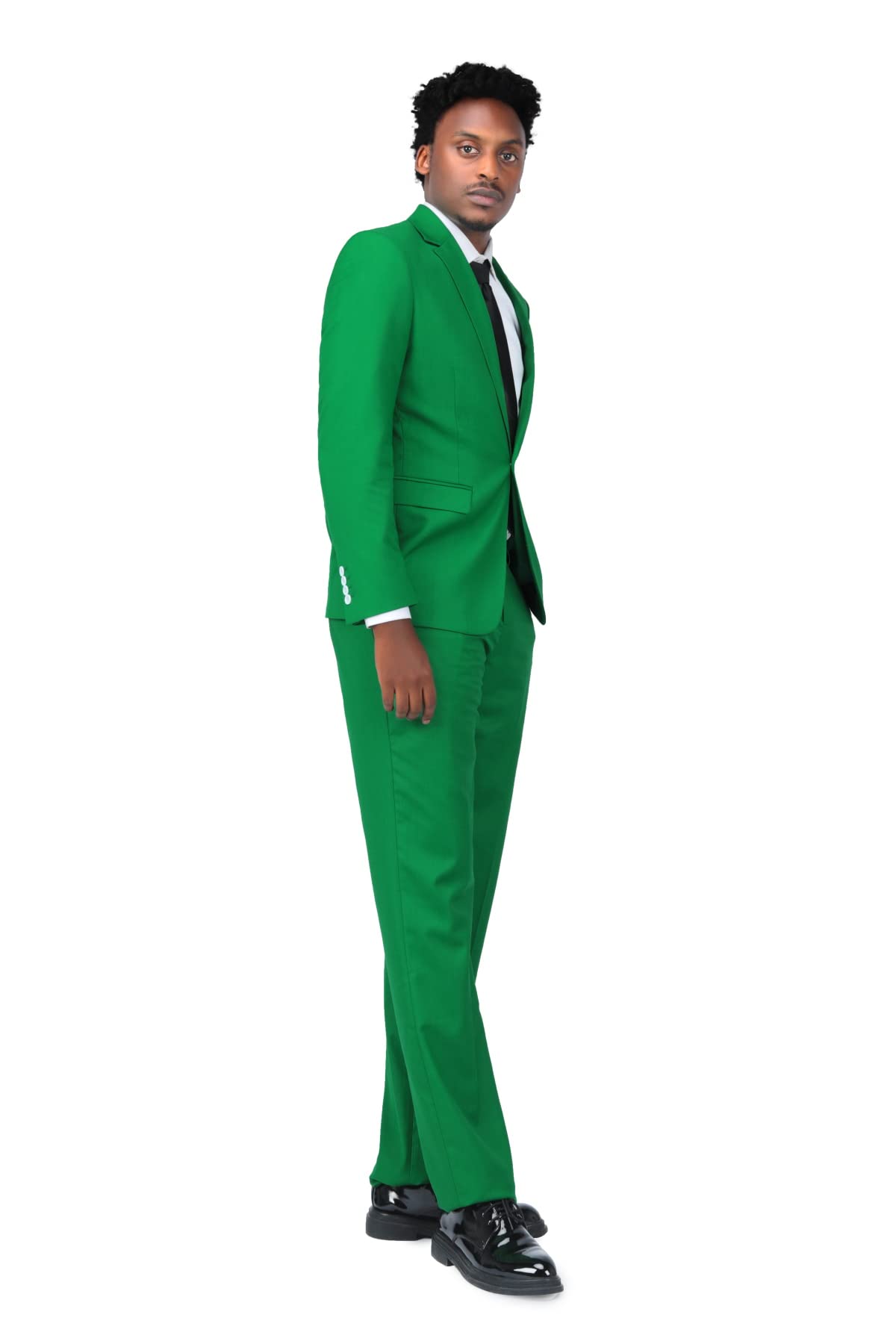 YOUTHUP Men's 2 Piece Slim Fit Suits 1 Button Business Wedding Suit Formal Blazer and Trousers, Green, XL