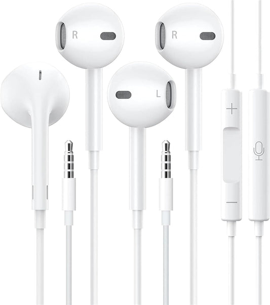 2 Pack-Apple Earbuds with 3.5mm Plug Wired Headphones/Earphones【with Apple MFi Certified】 Built-in Microphone & Volume Control Compatible with iPhone,iPad,Computer,Android Most 3.5mm Audio Devices
