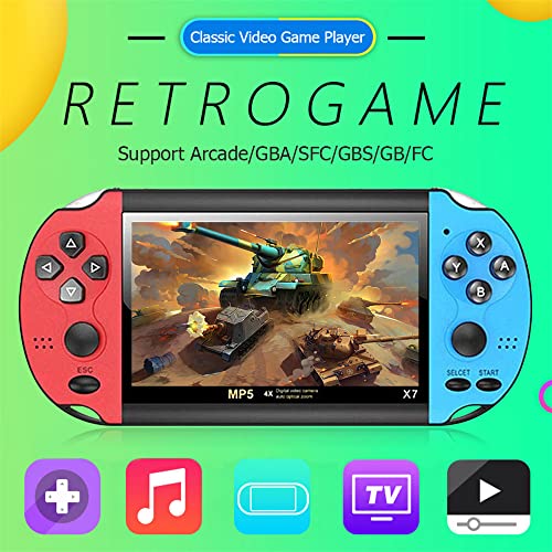 Temoo X7 Retro Handheld Game Console, Built In 10000 Games And 10 Emulators, 4.1inch HD Screen Rechargeable Handheld Console, Portable Mini Handheld Game Console, Support Video Output Music Ebook