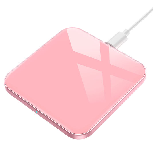 AGPTEK Wireless Charger, Qi-Certified 15W Max Fast Wireless Charging Pad Compatible with iPhone 15/14/13/12/12 Pro/11/XS Max/XR/8, Galaxy S24/S23/S22/20/S10, AirPods Pro, Pink (No AC Adapter)