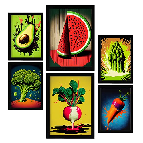 Nacnic Balanced Diet Posters. Full colour Prints of Fruits, Vegetables and Healthy Food in Urban Art Style. Aesthetic Illustrations for Interior Design and Decoration. A4 & A3.