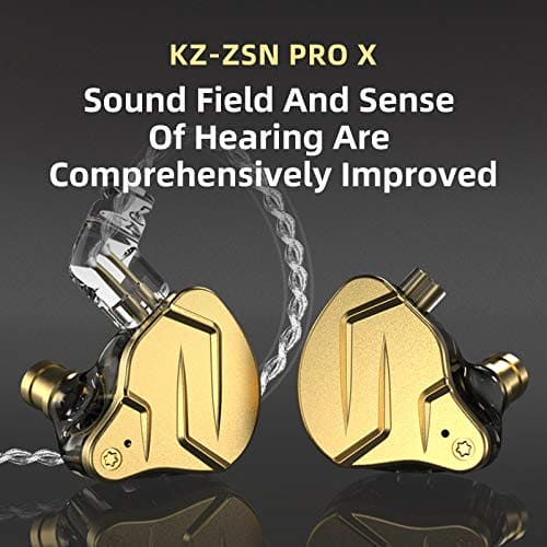 erjigo KZ ZSN PRO X Hybrid Banlance Armature with Dynamic in-Ear Earphone ERJIGO ZSNPROX 1BA+1DD HiFi Headset ZSNPRO X erabuds (with Mic, Golden)