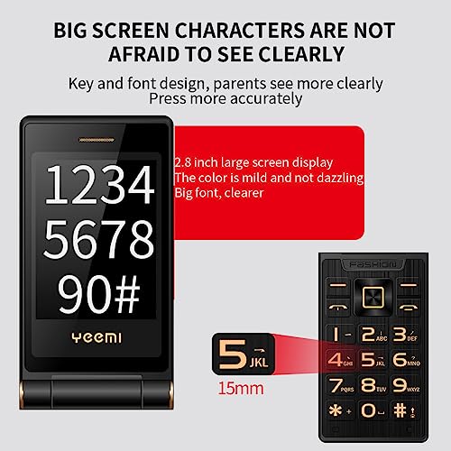 Flip Phone for Seniors, 2.8 Inch Screen Big Button Unlocked Cell Phone, Long Standby 5900mAh Battery, Loud Volume, Dual SIM Cards, Support Flashlight Camera, MP3, SOS (Tarnish Color)