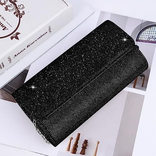 OSDUE Women Clutch Bag, Glitter Envelope Clutch Bag With Detachable Chain Strap, Elegant Sequins Evening Clutch for Wedding Bridal Prom Cocktail Party Ladies Evening Bag