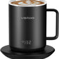 VSITOO S3 Temperature Control Smart Mug with Lid, Coffee Mug Warmer with Mug for Desk Home Office, App Controlled Heated Coffee Cup, Self Heating Coffee Mug 10 oz, Electric Mug-Black Inner Wall