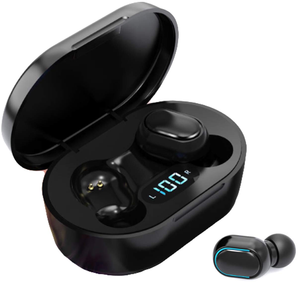 Wireless Headphones, True Wireless Earbuds with Led Display Charging Case, HD HiFi Stereo, One-click Smart Control, Built-in Mic, IPX7 Waterproof Wireless Bluetooth Earphones for Work and Sport