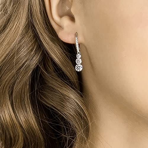 Swarovski Attract Trilogy earrings, White, Rhodium plated