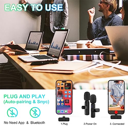 JUDKIOM 2 Pack Wireless Microphones for iPhone iPad, Professional Mics for Video Recording Interview Conference Podcast Vlog YouTube TikTok