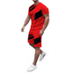 Men's 2 Piece Outfit 2 Piece Outfits Polo Shirt Fashion Summer Tracksuits Casual Set Short Sleeve and Shorts Set for Men Leisure Outfits Loungewear Set Sales Clearance Red