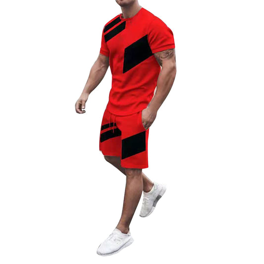 Men's 2 Piece Outfit 2 Piece Outfits Polo Shirt Fashion Summer Tracksuits Casual Set Short Sleeve and Shorts Set for Men Leisure Outfits Loungewear Set Sales Clearance Red