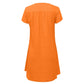 AMhomely Summer Dresses for Women UK Clearance Plus Size Cotton Linen V Neck Casual Short Sleeve T Shirts Dress Loose Midi Trendy Elegant Plain Beach Vocation Sundress, 1* Orange, XXL