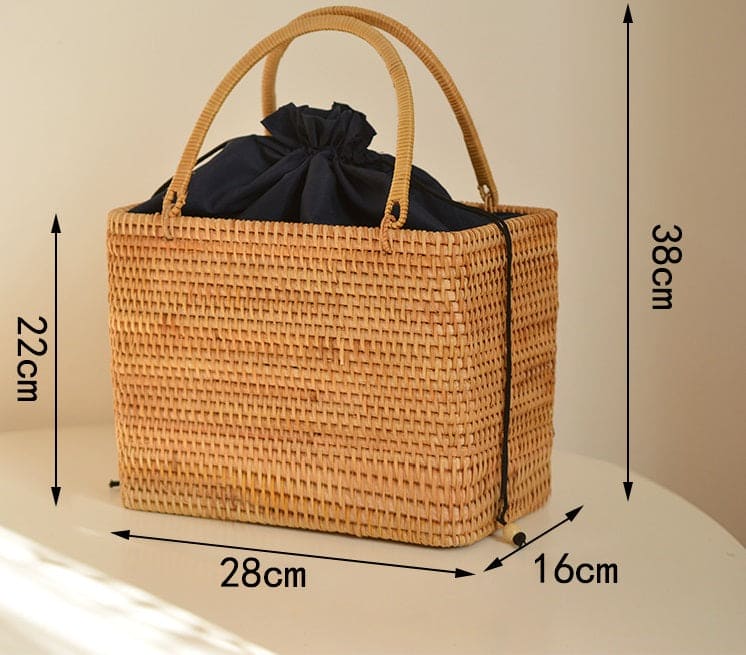 Pure handmade basket Nordic style storage picnic travel basket woven rattan women handbag