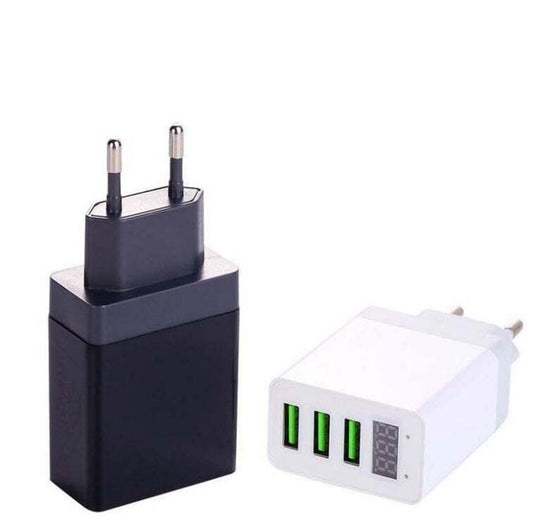 Phone Charger,EU 3.4A/5V 3 Port LED Display Usb Charger