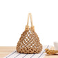 The new solid color net bag hand woven bag forest hand tied cotton thread hand carry seaside holiday beach bag