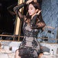 Lace top+slim fit hip wrap skirt two-piece set for women