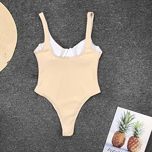 Women's Bikini Set Women Sexy Bikini Set Side Bikini Sets Swimsuit Bra Padded Swimwear Swimsuit Triangle Wide Underbust Band Swimwear Two Piece Underwear Sexy Set, beige, L