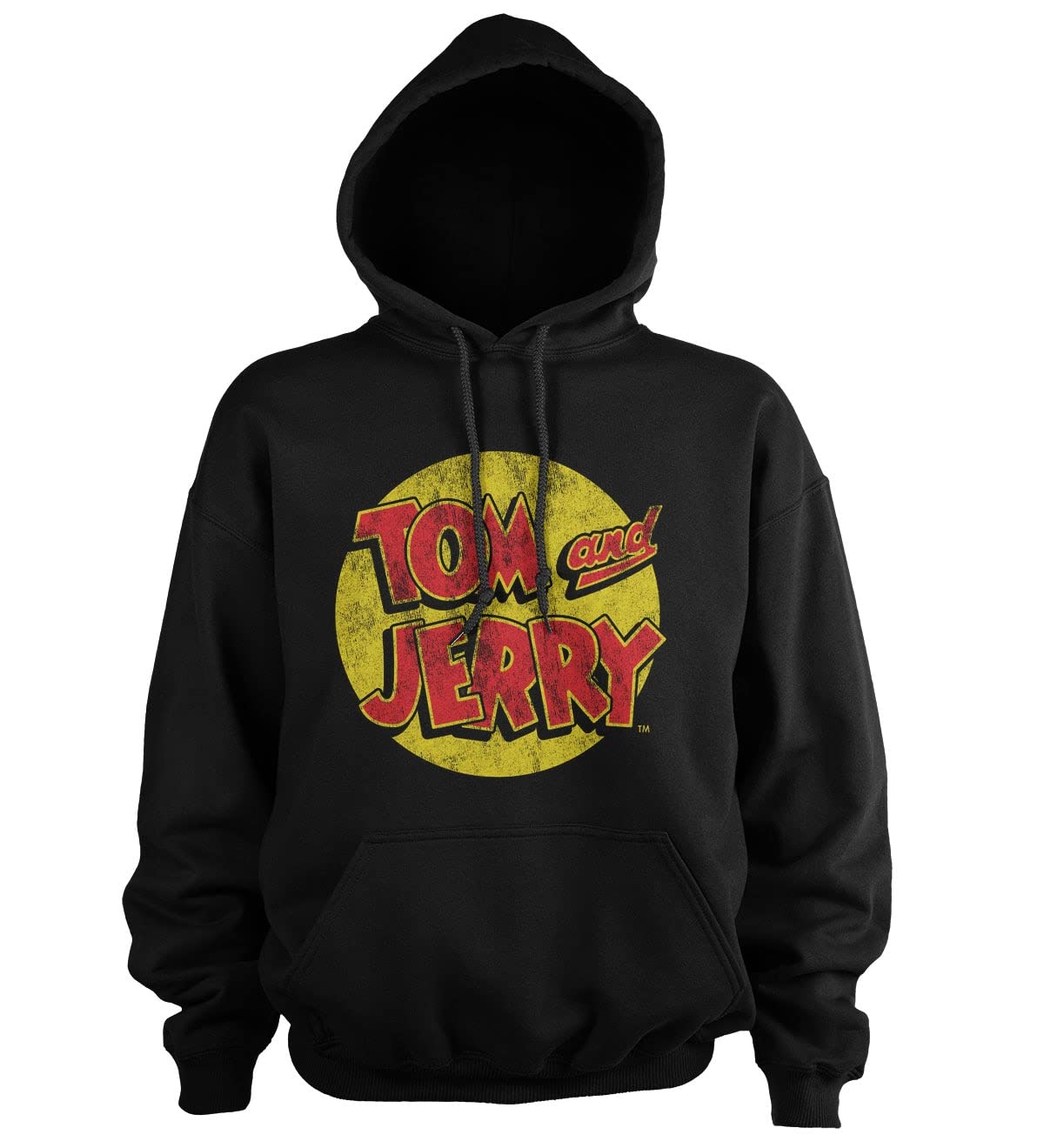 Tom & Jerry Officially Licensed Washed Logo Big & Tall Hoodie (Black) 4X-Large