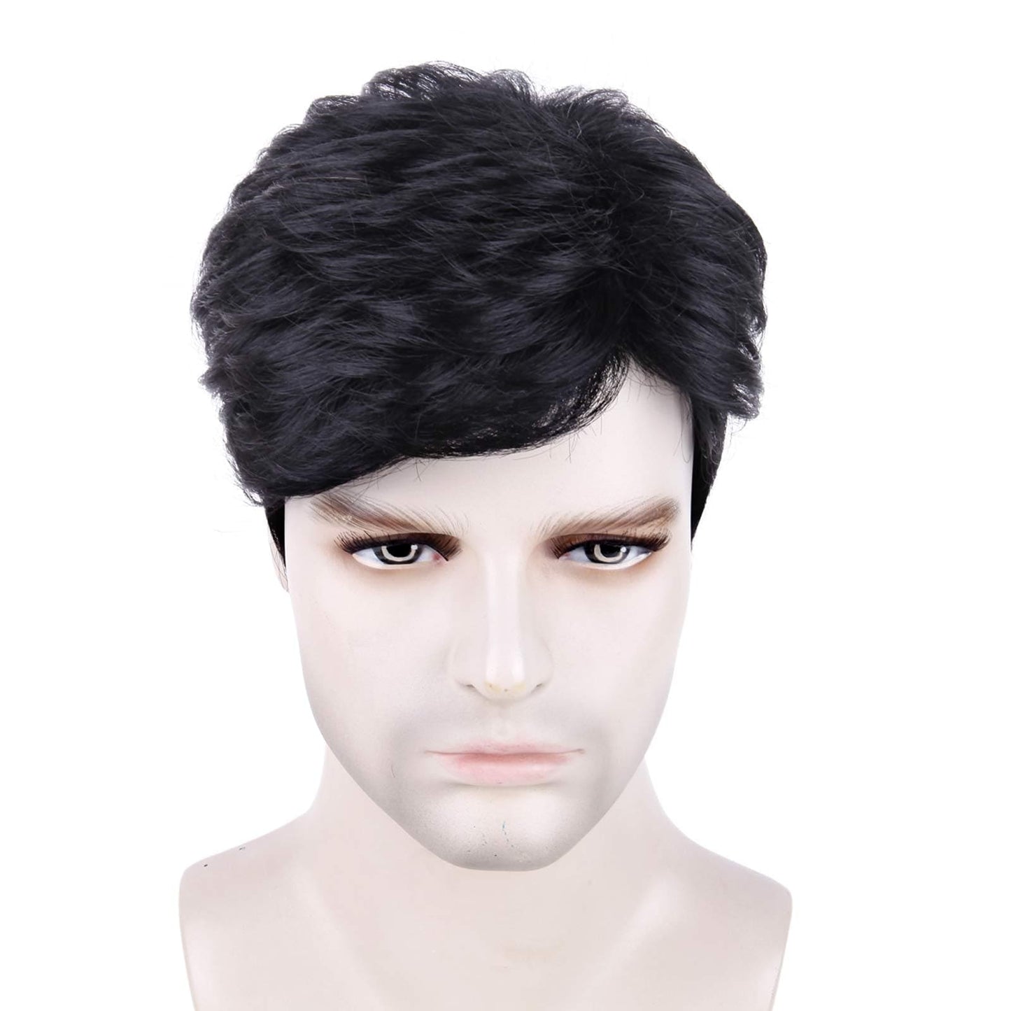 Creamily Mens Wig Short Male Black Wig Handsome Men's Daily Costume Synthetic Full Wigs Mens Fancy Dress Cosplay Halloween wig