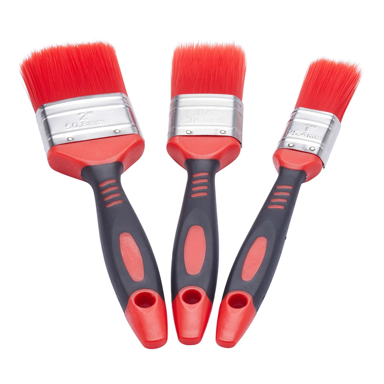 Fit For The Job 3 pc Loss Free Soft Grip Paint Brush Set for a Smooth Finish with No Bristle Loss with Emulsion, Gloss, Satin on Walls, Ceilings, Woodwork, Metal - 1, 1.5, 2 inch Paint Brushes