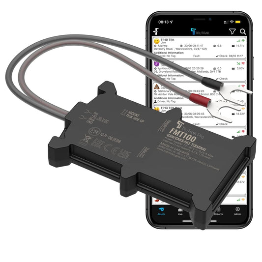 TruTrak Pro - FMT100+ GPS Tracker - Real Time Vehicle Tracker Device - Van, Motorcycle, Caravan, Motorhome, Tractor, Coach, Bike & Car Tracker - Pay As You Go, 12-24V Self Install Including SIM & Data