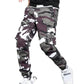 OYOANGLE Men's Camo Print Elastic Waist Flap Pocket Cargo Pants Outdoor Hiking Jogger Trousers Multicolor Large