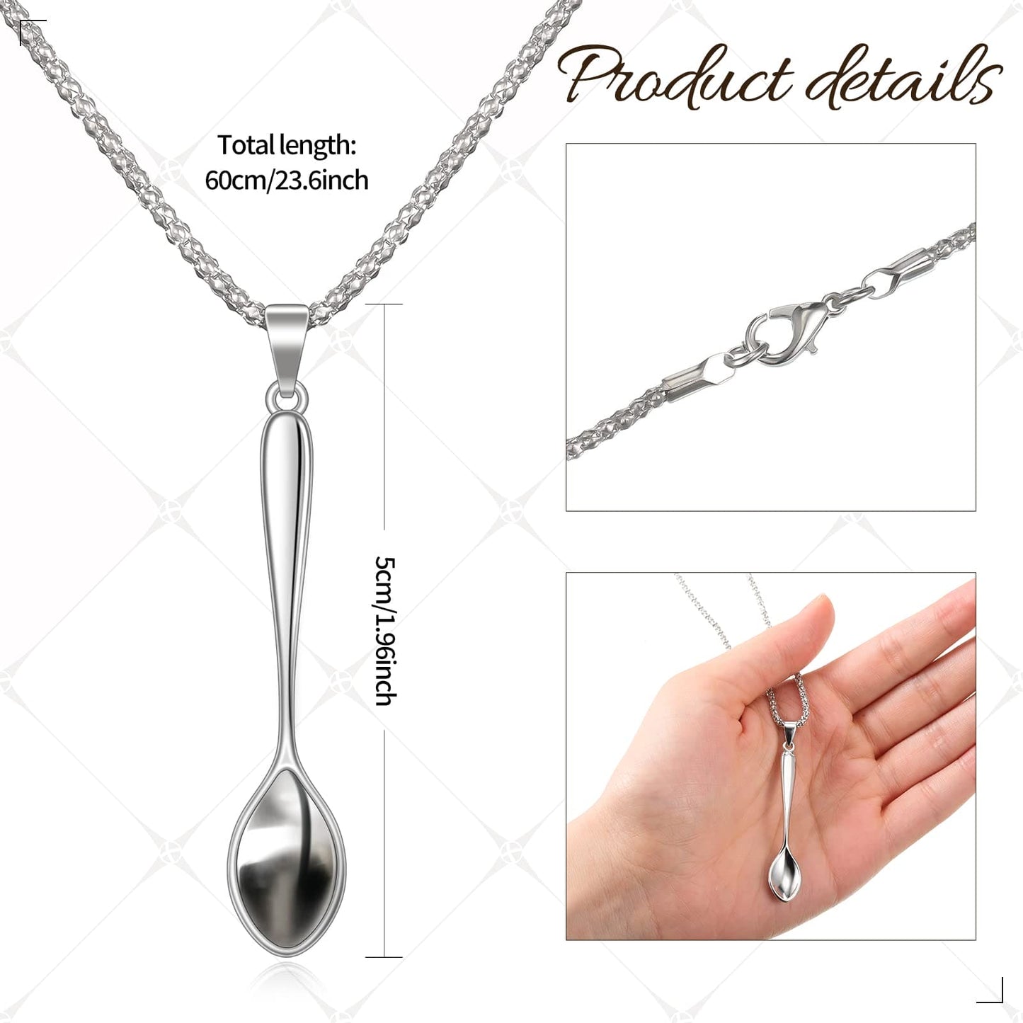 Otuuz Spoon Necklace Silver Spoon Necklace Women's Necklace Spoon Pendant for Women Girls Men Party Favors