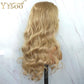 YYsoo Honey Blonde Lace Front Wigs 103 Body Wave Wig 13x4 Synthetic Futura Wigs for Black Women Heat Resistant Kanekalon Wet and Wavy Wigs with Baby Hair