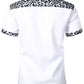 LucMatton Men's Stylish Leopard Print Patchwork Design Short Sleeve Button up Shirt for Club Party White Leopard X-Large