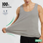 FALARY Mens Vest Tops Pack of 5 Tank Tops Fitted 100% Cotton Basic Plain Color Underwear and Colours Black Navy Grey S