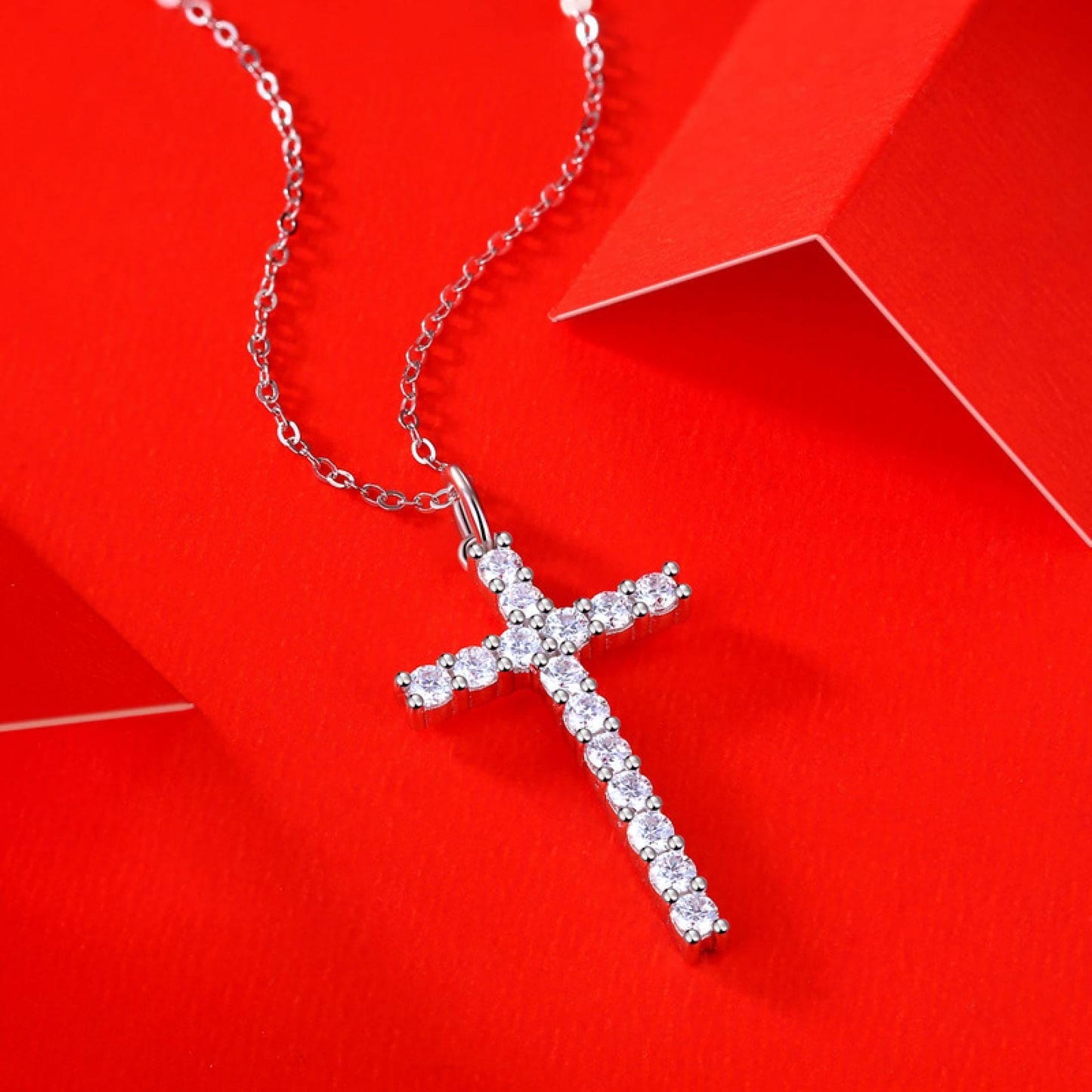 Women'S Sterling Silver Necklaces, Cut Moissanite Necklaces, Cross Pendants, Classic Jewelry Necklaces For Men And Women, One Size, Sterling Silver, precious gem