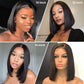 RXY 4x4 Bob Straight Human Hair Wig Lace Front Wig 100% Human Hair Pre Plucked with Baby Hair 150% Density Wigs for Black Women Natural Color 12 Inch