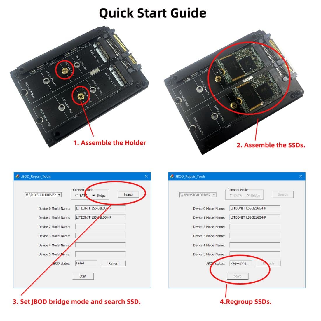 CY M.2 SATA SSD to 2.5inch SATA Adapter,Dual NGFF B+M Key M.2 SSD JOBD Raid0 Span Bridge Combo HDD Disk Drive Enclosure