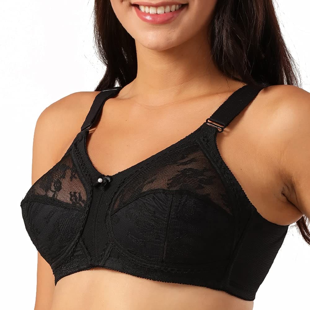 Ayigedu Ladies Plus Size Bra Minimiser Full Coverage Firm Hold Non Padded No Wired 38GG Black