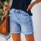 AMhomely Denim Shorts for Fashion Womens Pocket Jeans Denim Pants Female Hole Bottom Sexy Casual ShortsStretchy Distressed Jeans Boyfriend Hotpants Half Pants Summer Ripped Short Pants