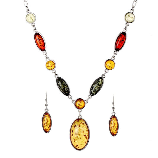 YAZILIND Jewelry Sets Tibetan Silver Pendant Necklace Water Drop Earrings Set Jewellery for Women