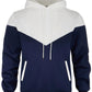 comefohome Mens Hoodies UK Pullover Color Block Sweatshirts Long Sleeve Fleece Hoody Drawstring Casual Designer Tops with Pockets White Navy L