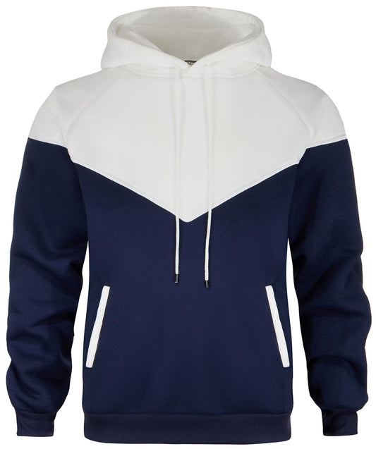 comefohome Mens Hoodies UK Pullover Color Block Sweatshirts Long Sleeve Fleece Hoody Drawstring Casual Designer Tops with Pockets White Navy L