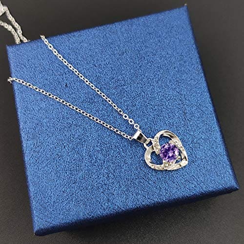 Janly Clearance Sale Women Necklaces & Pendants, Fashion fresh love silver clavicle necklace Females Jewellery, Jewelry Sets, Valentine's Day Ideal Gifts (Purple)