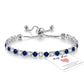 Blue Tennis Bracelets for Women, Sterling Silver Bracelet Silver Crystal Friendship Bracelet, Blue Adjustable Bracelet Diamond Cubic Zircona Lady Bracelet Birthday Presents for Her