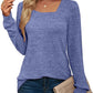 PANOZON Womens Long Sleeve Tops Ladies Square Neck Jumpers Sweatshirts Loose Fit Purple XL