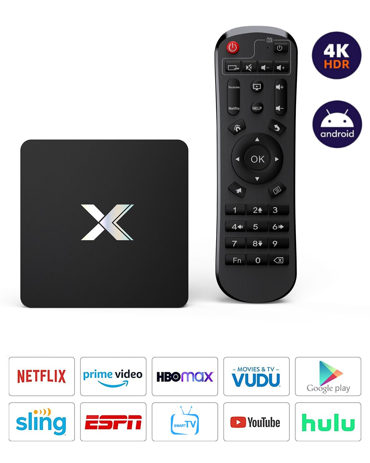 Android Box 4GB RAM 32GB ROM,Android TV Boxes Buitin Quad Core Cortex-A53 CPU 4K UHD,TV Box Android with Dual WIFI Bluetooth 5.0 DLNA Smart TV Box with 10/100M LAN USB 2.0