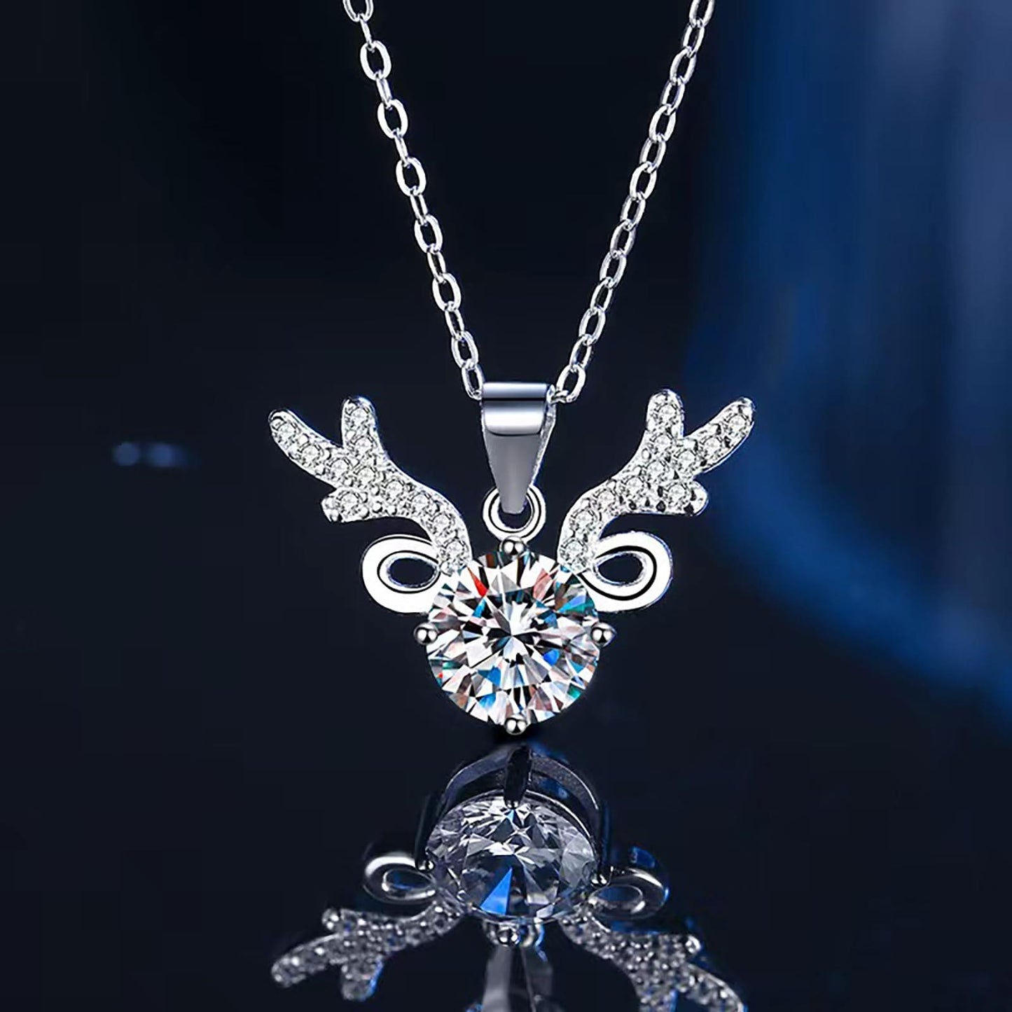 Imwell Angel's Wings Antler Moissanite Pendant Diamond Necklace Fashion Design Necklace For Wife Mother Friend Anniversary Birthday Gifts Jewellery