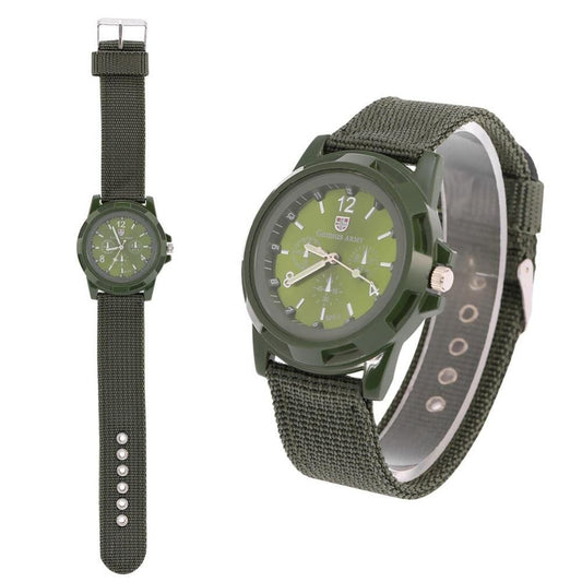 Electronic Digital Wristwatch Military Watch Males Army Durable Nylon Band Sport Wrist Watches(Army Green)