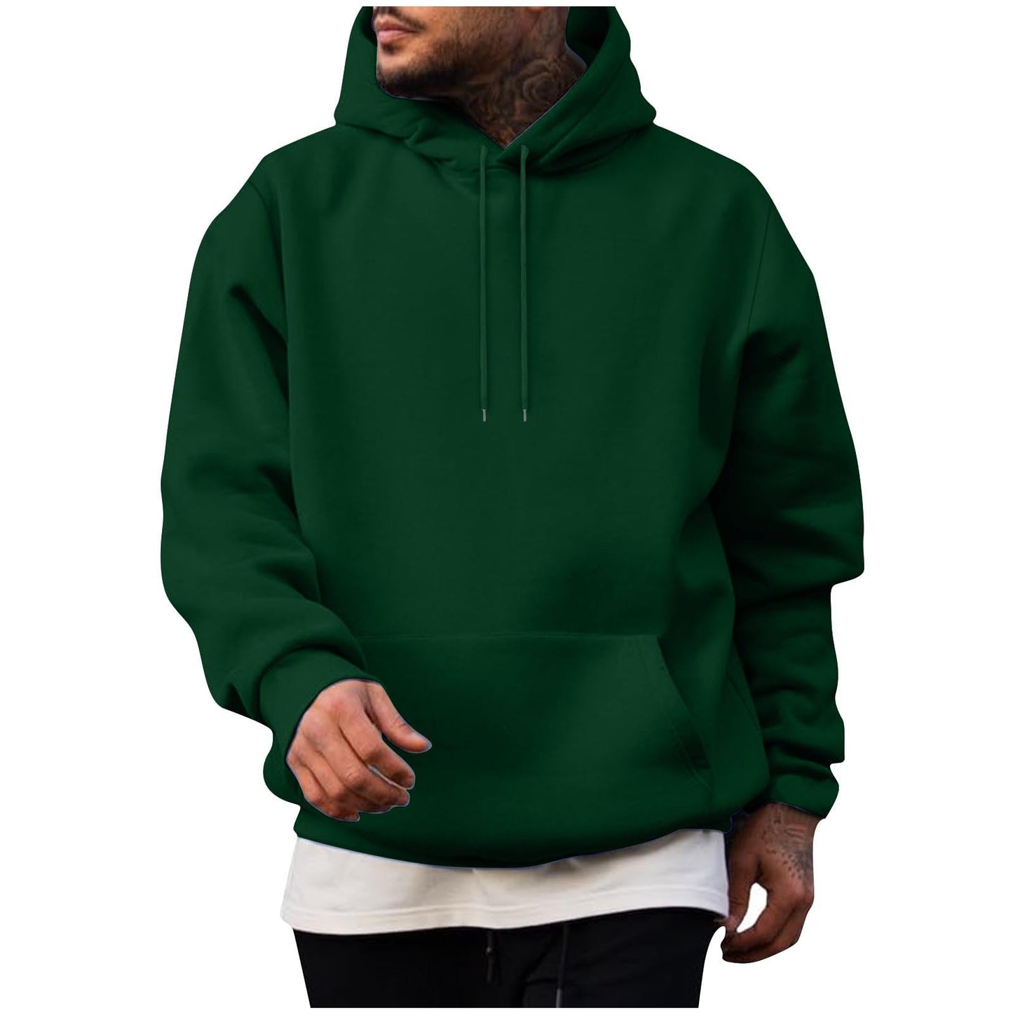 Classic Hoodies for Men UK Clearance, Drawstring Hooded Collar Plain Color Mens Hoodies Fleece Sweatshirt with Pocket Ribbed Cuff Long Sleeve Sweatshirts Dating Office Travel Trendy Workout