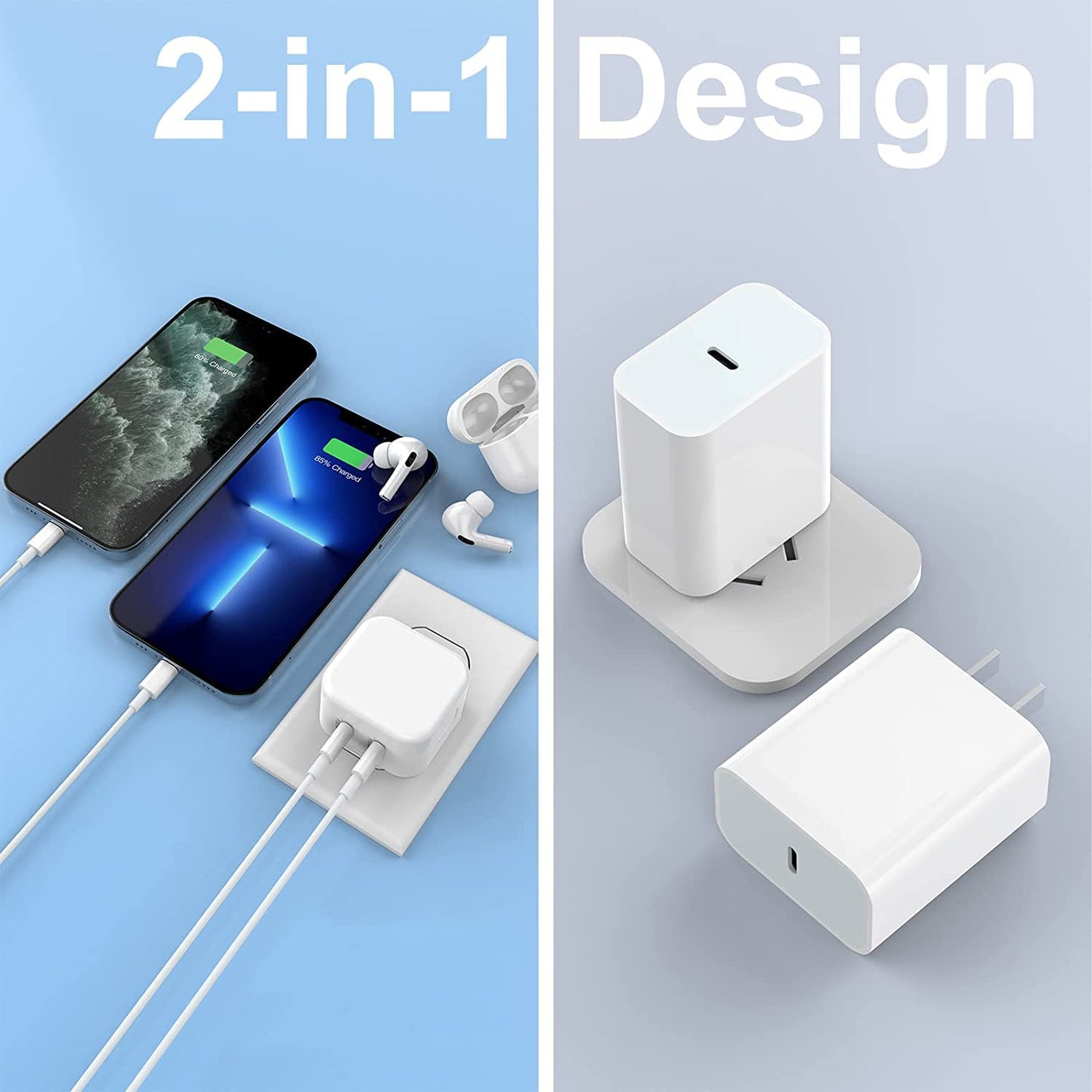 iPhone Fast Charger,iPhone Fast Charger Cable and Plug 20W Quick Charge for Apple iPhone 14 13 12 11 Pro Max XS Max XS XR X SE 8 Plus,6FT New Rapid USB C to Lightning Charging Lead and Dual C Plug