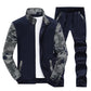 DOINLINE Men's Sweatsuit Tracksuit 2 Piece Outfit Long Sleeve Jogging Running Athletic Sports Suit Set Blue 2XL