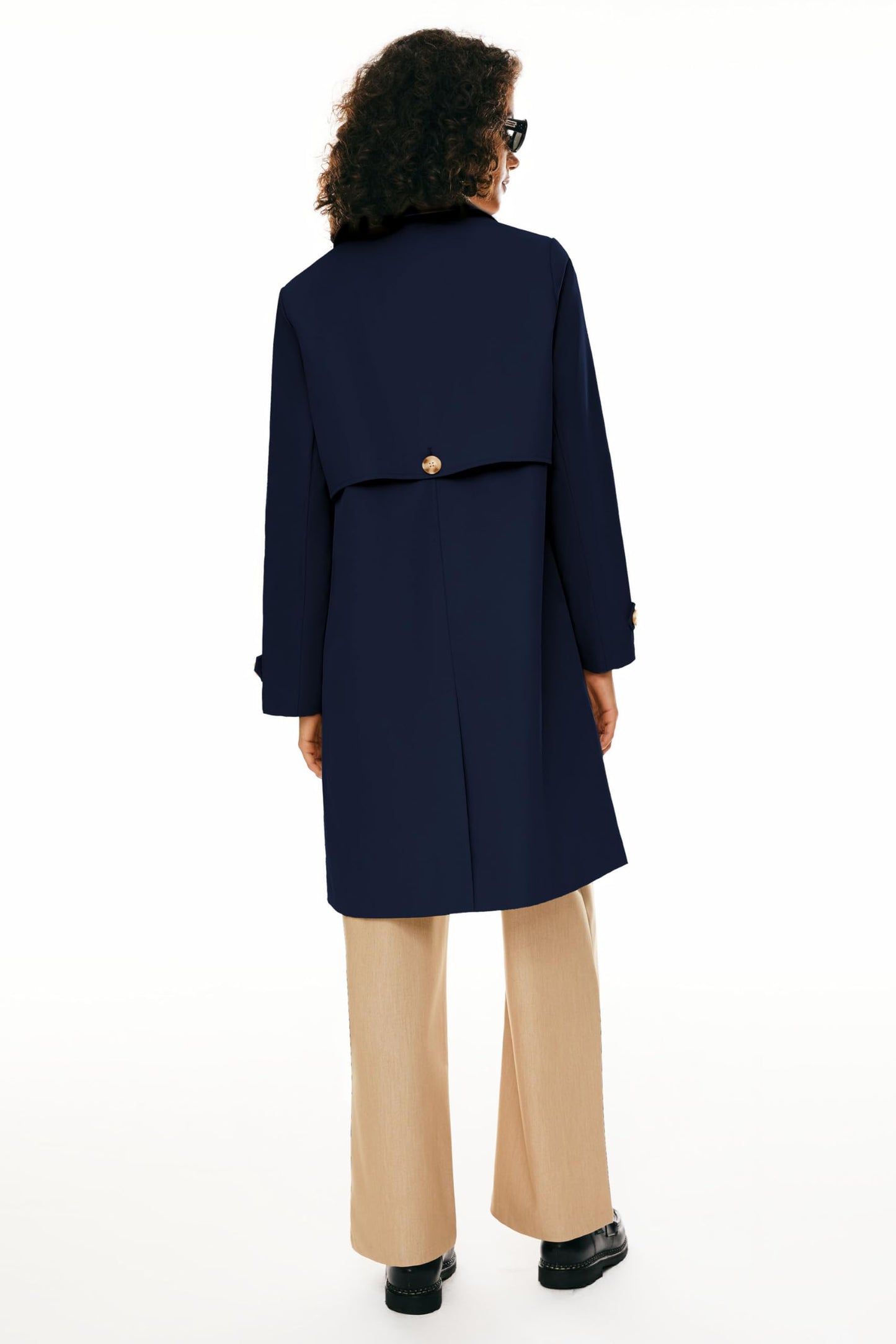 Orolay Women's Trench Coat Single-Breasted Mid Long Classic Lapel Windproof Slim Outerwear Coats Navy M