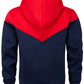 comefohome Mens Hoodies UK Pullover Color Block Sweatshirts Long Sleeve Fleece Hoody Drawstring Casual Designer Tops with Pockets Red Navy L