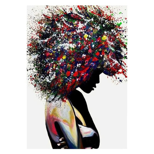 Black Woman Wall Art African American Canvas Art Poster, Fashion Black Skin Girl Colorful Head Wall Prints, Modern African Girl Graffiti Pictures for Bedroom Living Room Wall Decor Unframed