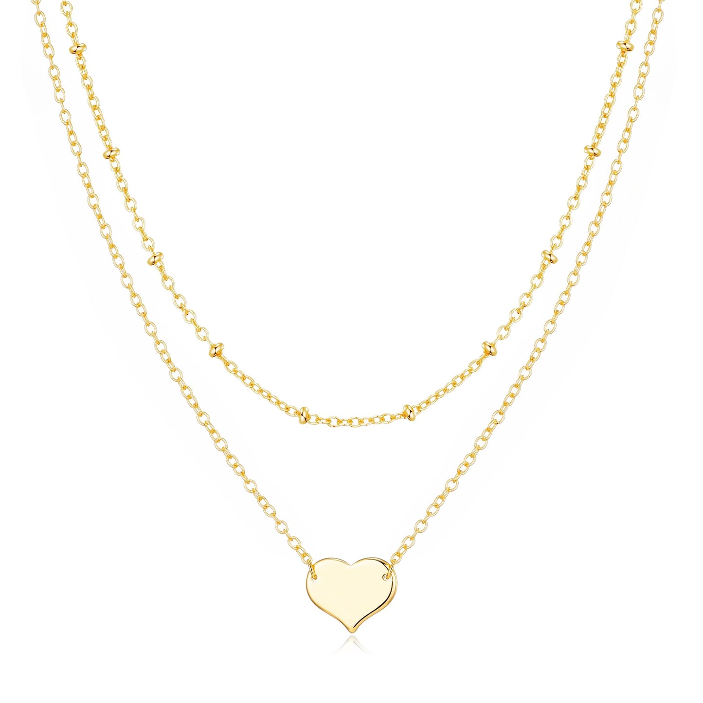 Philip Jones Gold Plated Double Layered Heart Necklace